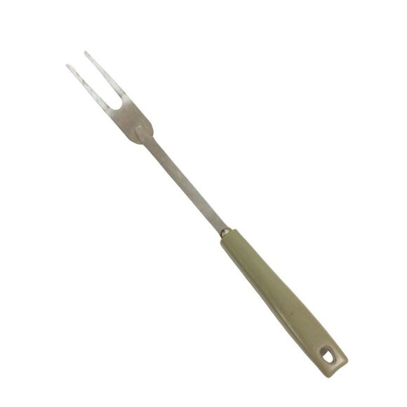 Ekco Meat Carving Fork Avocado Green Handle Chromium Plated Vtg Made In USA - Picture 2 of 5